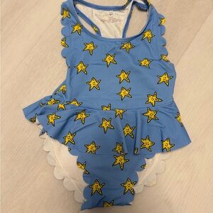 Stella McCartney Kids Blue and Yellow Starfish One Piece Swimsuit